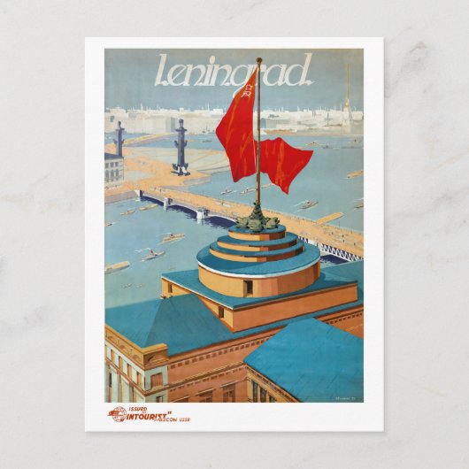レニングラード USSR ヴィンテージポスター 修復済み ポストカード (正面)