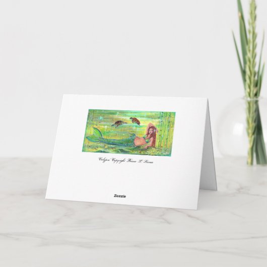 レニーによるウミガメのカードを持つカリプソの人魚 カード (裏面)