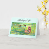 レニーによるウミガメのカードを持つカリプソの人魚 カード (黄色い花)