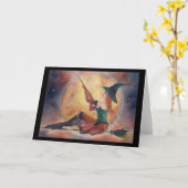 レニーによるジンジャーハロウィーンの魔女グリーティングカード カード (黄色い花)