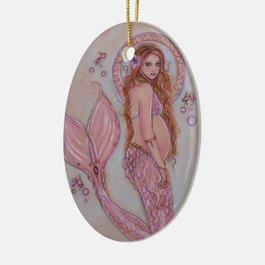 レニーのピンク色の早熟な人魚の妊婦 セラミックオーナメント (左)