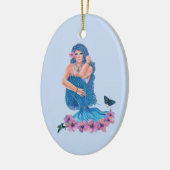 レニーの花とハミングバードアートを持つ人魚 セラミックオーナメント (左)
