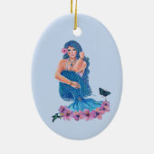 レニーの花とハミングバードアートを持つ人魚 セラミックオーナメント (裏面)
