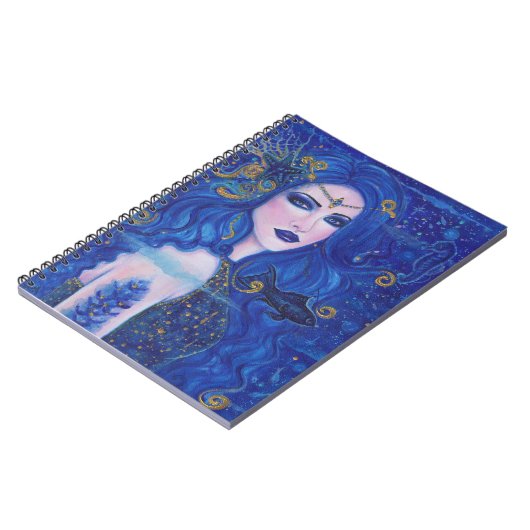 レニー・ラボイエによる金ゴールドアクセント付きサファイアマーメイド ノートブック (左側)