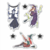 レニー・ラボイエ・テムによる星とハロウィーンの魔女アート シール (正面)