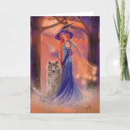 レニー・ラヴォワによるハロウィーンの魔女とウルフカード カード