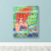 レニー・ラヴォワによる熱帯魚アートのマーメイド キャンバスプリント (インサイチュ (ウッドフロア))