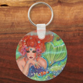 レニー・ラヴォワによる熱帯魚アートのマーメイド キーホルダー (正面)