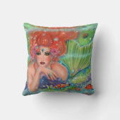 レニー・ラヴォワによる熱帯魚アートのマーメイド クッション (裏面)