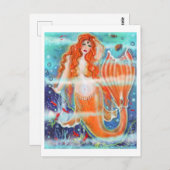 レニー・ラヴォワによる熱帯魚アートのマーメイド ポストカード (正面/裏面)
