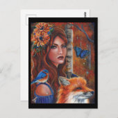 レニー・ラヴォワによる鳥と「リアーノン」女神 ポストカード (正面/裏面)