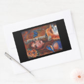 レニー・ラヴォワによる鳥と「リアーノン」女神 長方形シール (封筒)