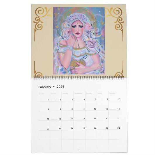 レニー・L・ラヴォワによる女神のアートワーク カレンダー (2月 2026)