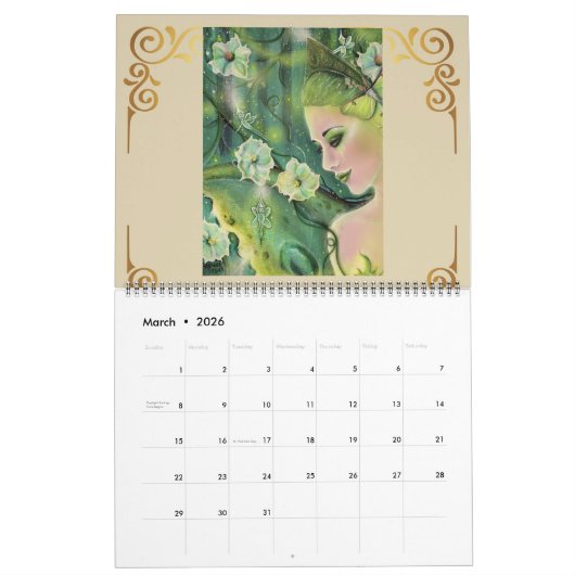 レニー・L・ラヴォワによる女神のアートワーク カレンダー (3月 2026)