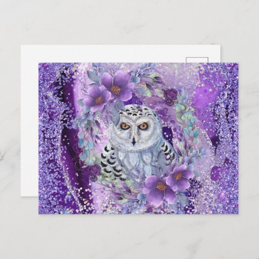 レネによるスノーフクロウの女神アート ポストカード (正面/裏面)