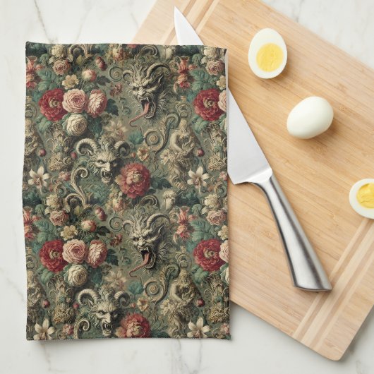 レネガ🩸ードの収穫 – ゴシックビクトリアン キッチンタオル (四つ折り)