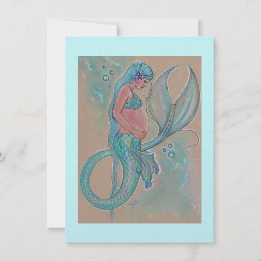 レネーによるベビーシャワーの招待状 青い人魚 招待状 (正面)