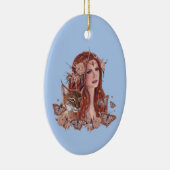 レネ・ラヴォワのオオヤマネコとフレヤの女神 セラミックオーナメント (右)