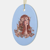 レネ・ラヴォワのオオヤマネコとフレヤの女神 セラミックオーナメント (左)