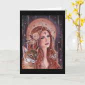 レネ・ラヴォワのリンクスとフレヤの女神 カード (黄色い花)