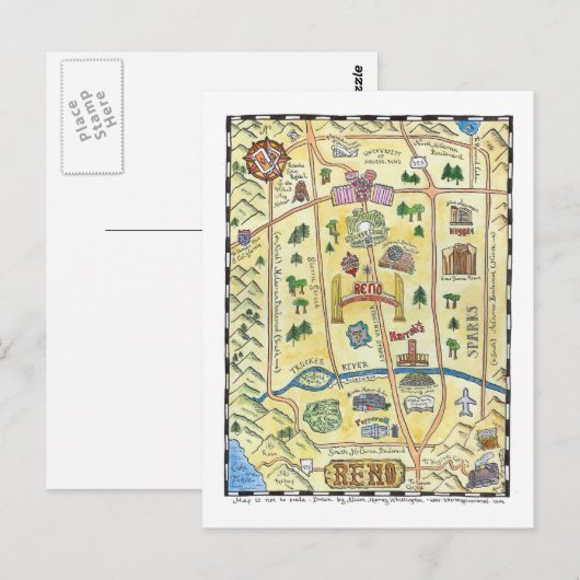 レノの地図 ポストカード (正面/裏面)