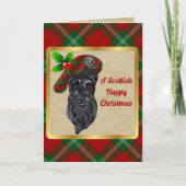 レノックスクランバッジ&タータンチェックパーソナライズされたクリスマス カード (正面)