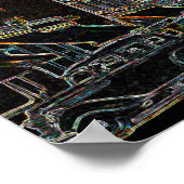 レノネバダカラフルヴィンテージ水彩画ネオン ポスター (角)