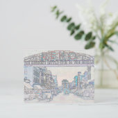 レノネバダカラフルヴィンテージ水彩画ネオン ポストカード (スタンド正面)