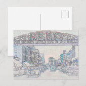 レノネバダカラフルヴィンテージ水彩画ネオン ポストカード (正面/裏面)