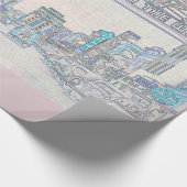 レノネバダカラフルヴィンテージ水彩画ネオン ラッピングペーパー (角)