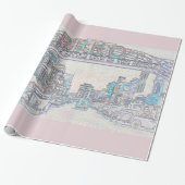 レノネバダカラフルヴィンテージ水彩画ネオン ラッピングペーパー (アンロールド)