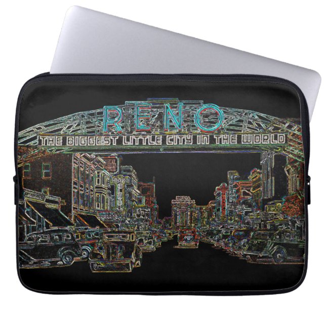 レノネバダカラフルヴィンテージ水彩画ネオン ラップトップスリーブ (正面)