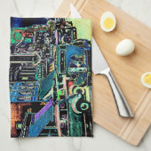 レノネバダカラフルヴィンテージ水彩画 キッチンタオル (四つ折り)