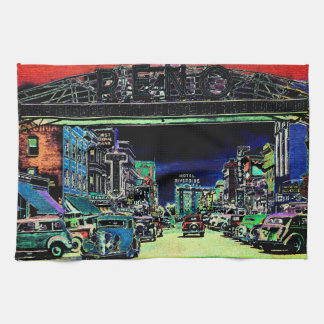 レノネバダカラフルヴィンテージ水彩画 キッチンタオル