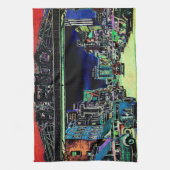 レノネバダカラフルヴィンテージ水彩画 キッチンタオル (縦)