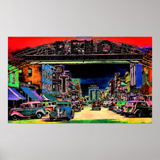 レノネバダカラフルヴィンテージ水彩画 ポスター