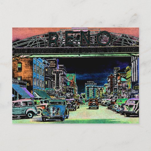 レノネバダカラフルヴィンテージ水彩画 ポストカード (正面)