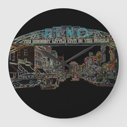 レノネバダヴィンテージカラフルネオンアート ラージ壁時計 (正面)