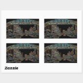 レノネバダヴィンテージカラフルネオンアート 長方形シール (シート)