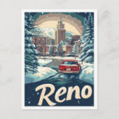 レノネバダUSAアートヴィンテージトラベルイラストレーション ポストカード (正面)