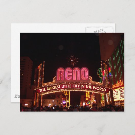 レノ世界一の小さな街の看板 ポストカード (正面/裏面)