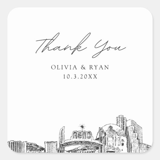 レノ結婚式の引き出物サンキュー スクエアシール (正面)