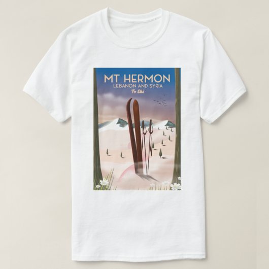 レバノンとシリア ヘルモン山 スキー Tシャツ (デザイン正面)