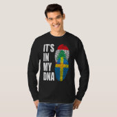 レバノンとスウェーデンのミックスDna伝統国旗 Tシャツ (正面フル)