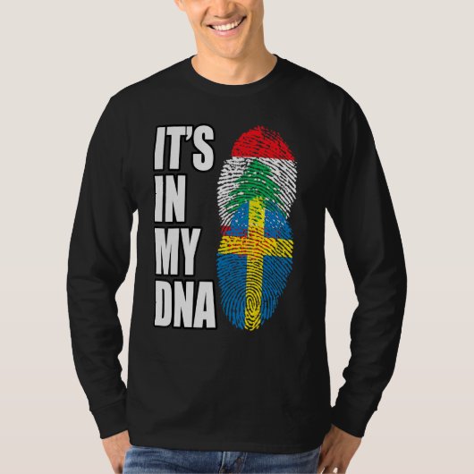 レバノンとスウェーデンのミックスDna伝統国旗 Tシャツ (正面)