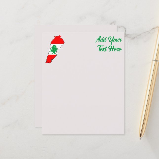 レバノンの国旗を持った地図 (正面/裏面インサイチュ)