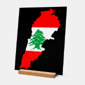 レバノンの国旗を持った地図 アクリルサイン (傾斜)