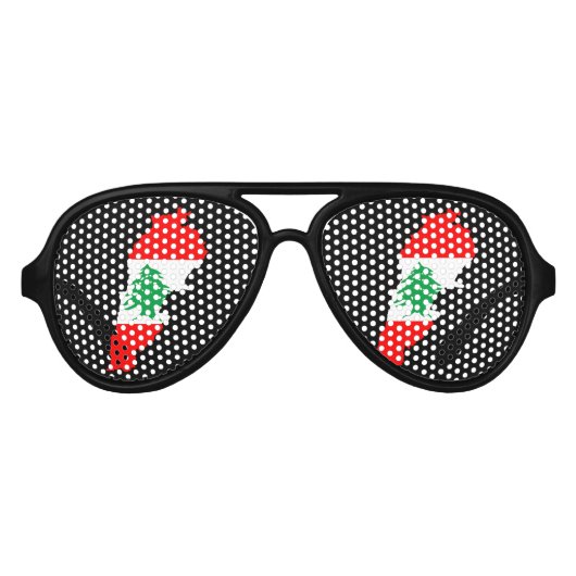 レバノンの国旗を持った地図 アビエーターサングラス (正面)