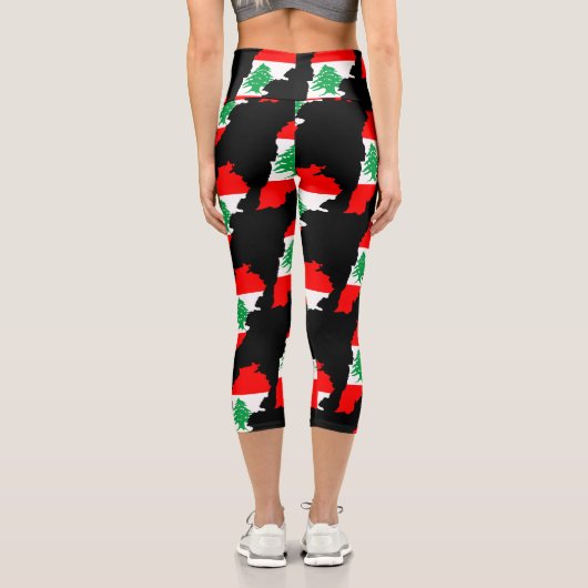 レバノンの国旗を持った地図 カプリレギンス (裏面)