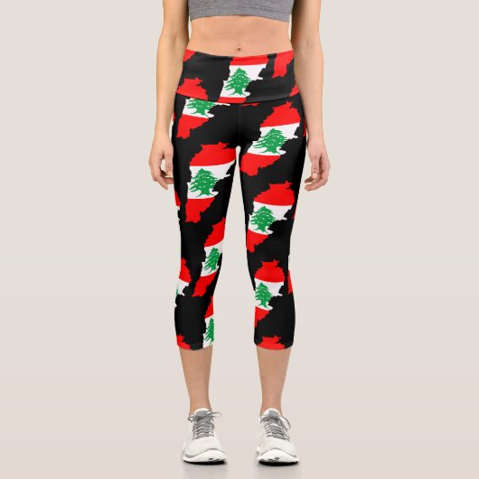 レバノンの国旗を持った地図 カプリレギンス (正面)